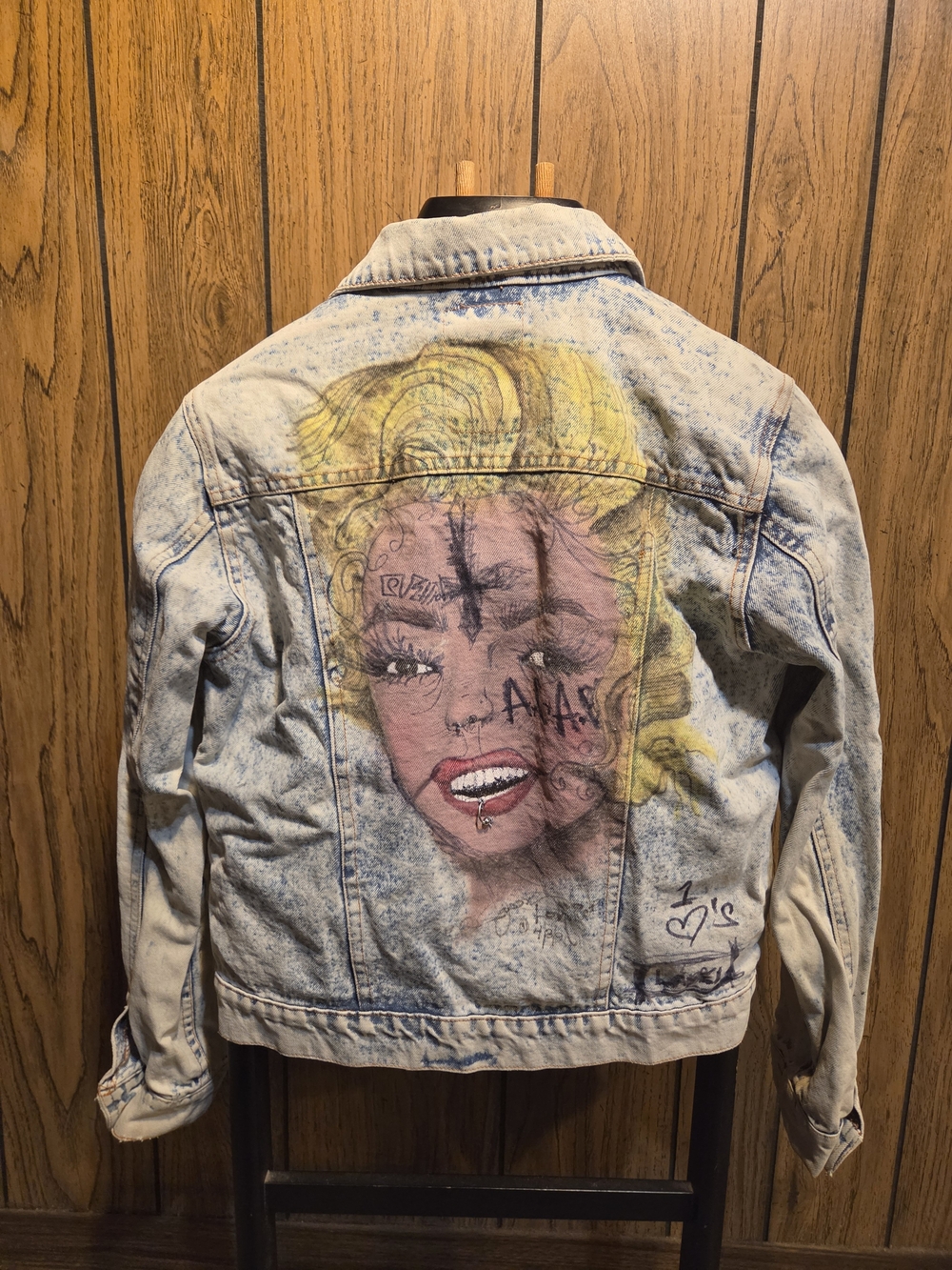 Vintage Tiger Bay Denim Jacket Marilyn Monroe Original Art Upcycle Large 14-16